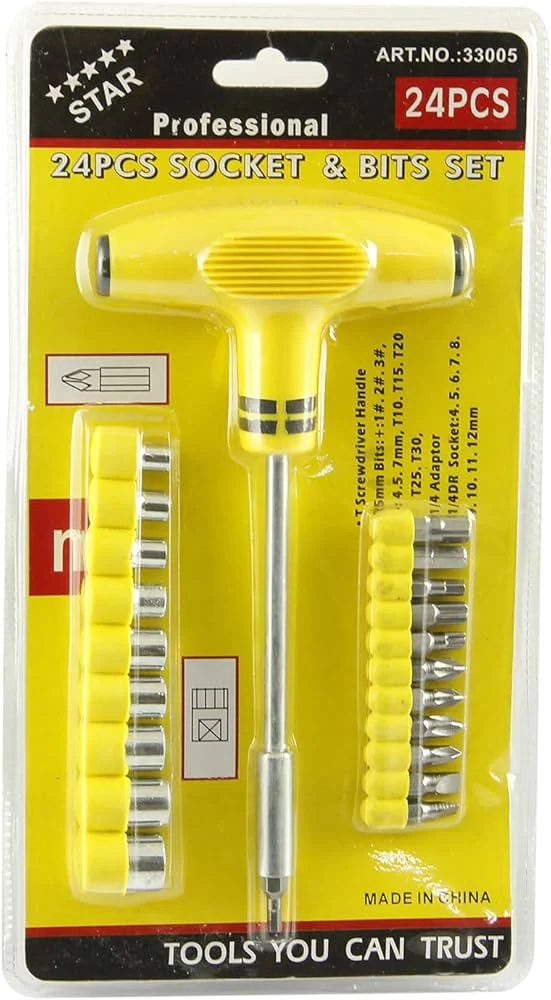24 in 1 Socket and Bits Tool Set - Yellow Color - Image 2