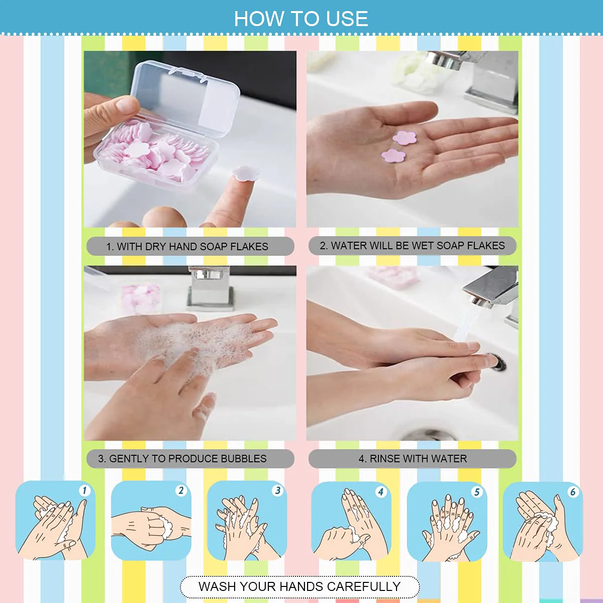 Mini Paper Soap - Set Of 6 Plastic Bottle - Image 2