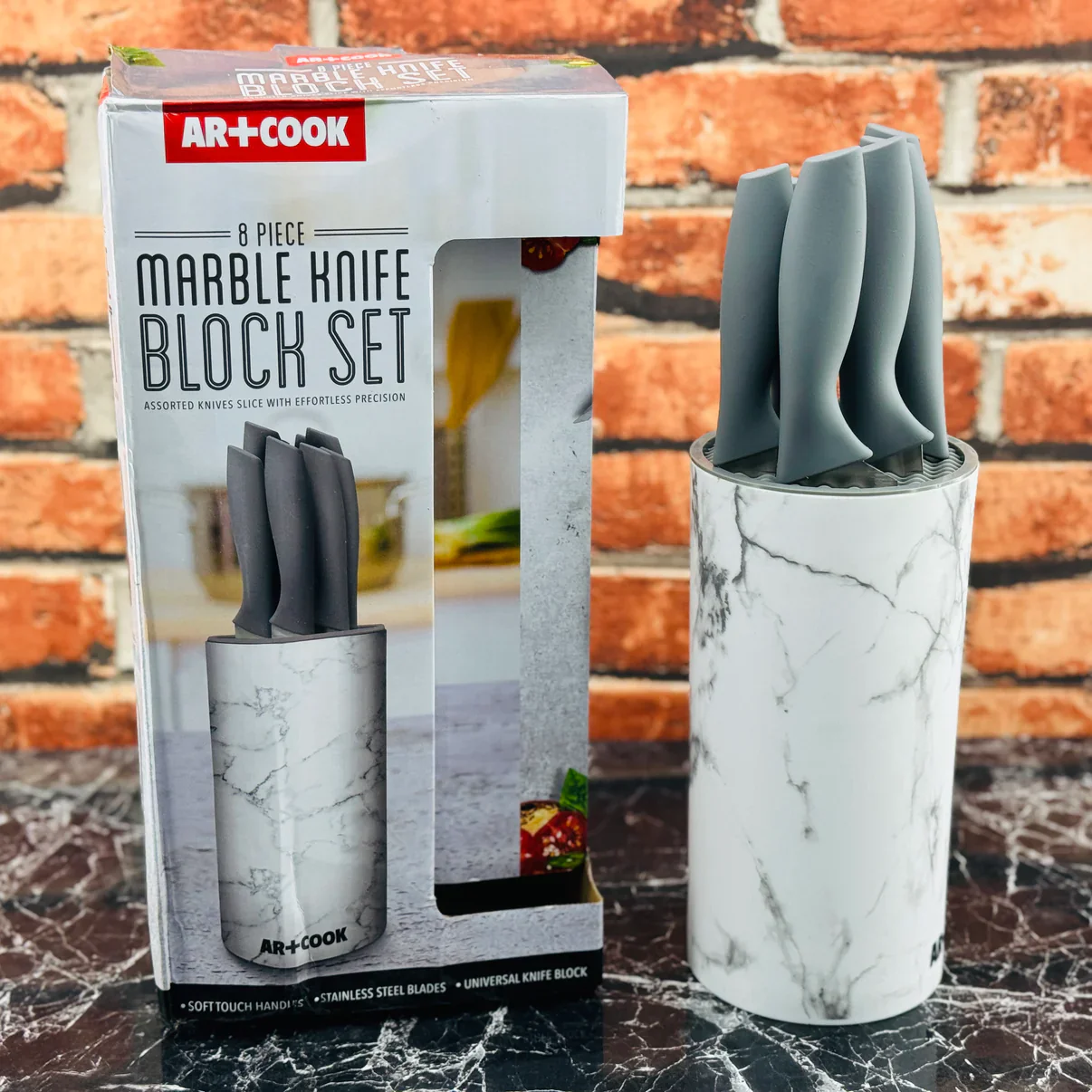 Marble Knife Block Set 8pcs AR+Cook - Image 6