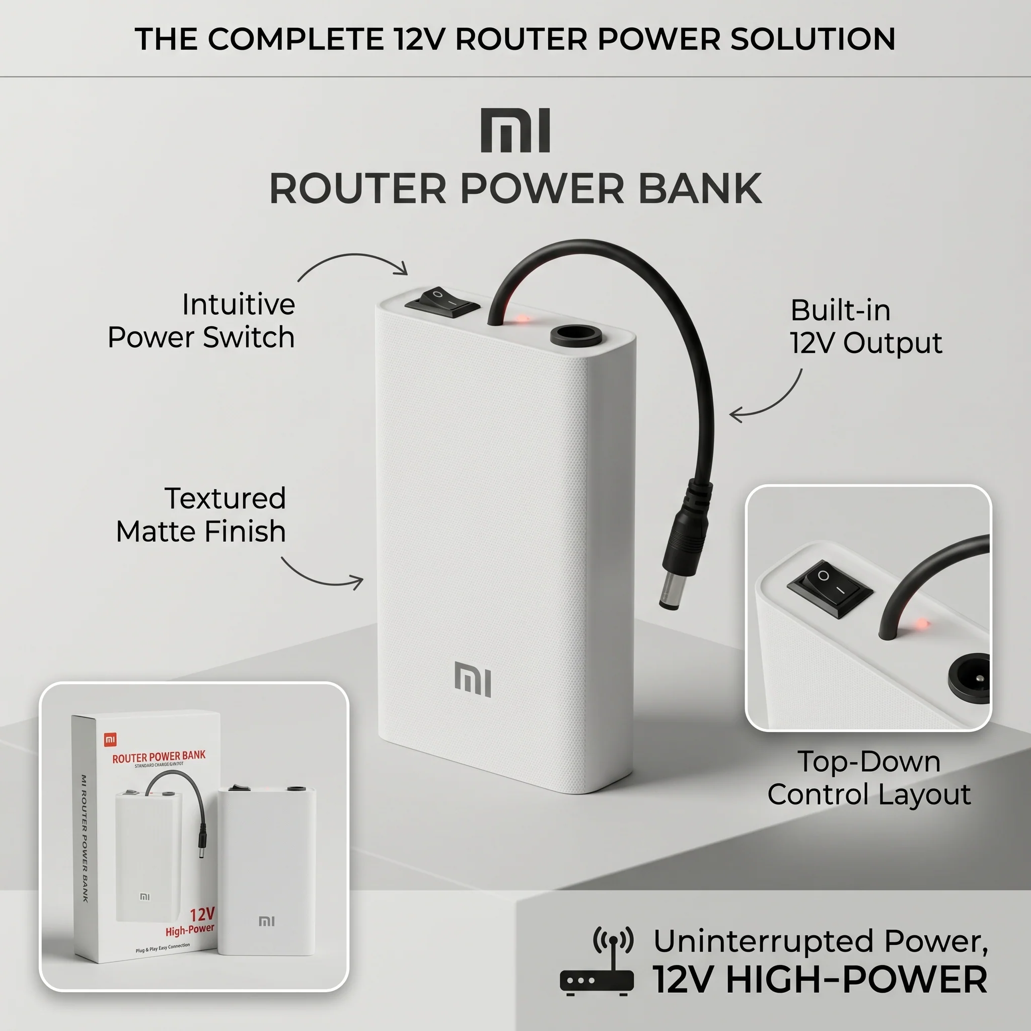 Mi Router Power Bank 12V – Uninterrupted Power Backup for WiFi Routers - Image 2