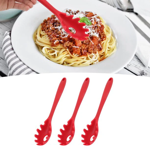Silicone Pasta, Noodle and Spaghetti Spoon (Fork, and Server Tongs) - Image 5